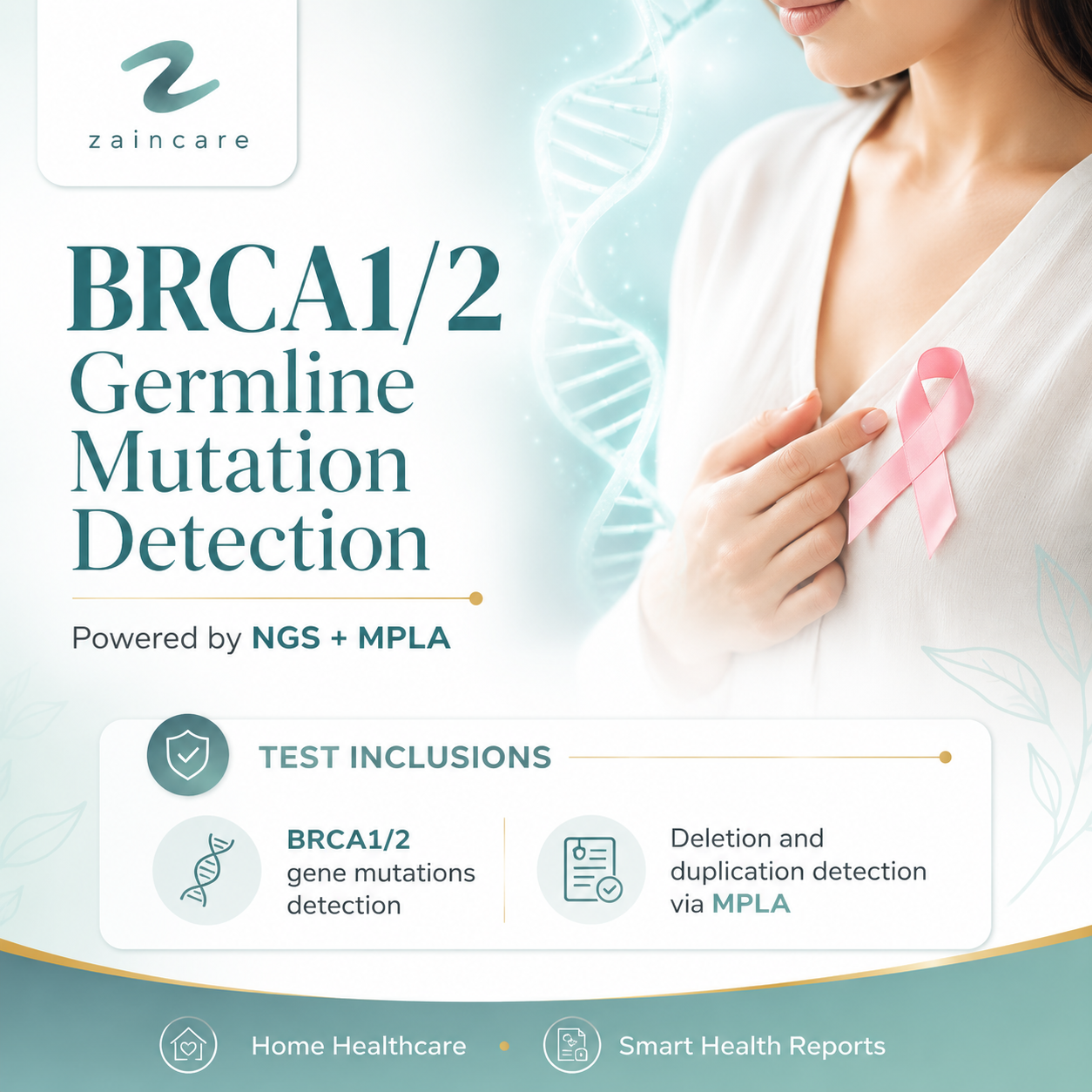 BRCA1/2 germline mutation detection by NGS + deletion/duplication detection by MPLA